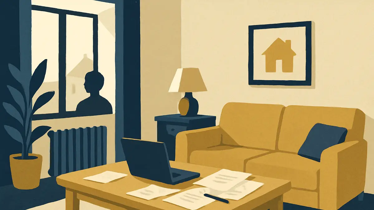 Illustration éditoriale sobre autour de l’assurance et de la protection financière, sans personne identifiable