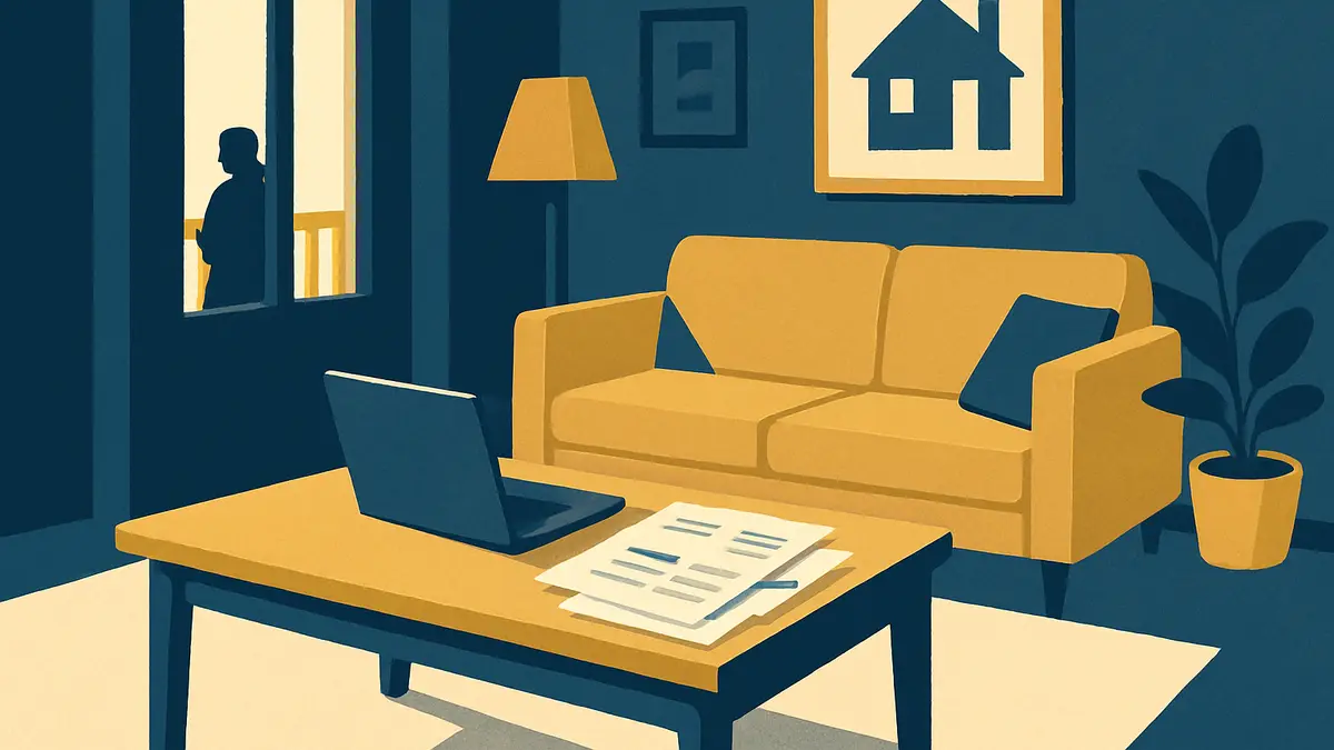 Illustration éditoriale sobre autour du crédit immobilier et du logement, sans personne identifiable