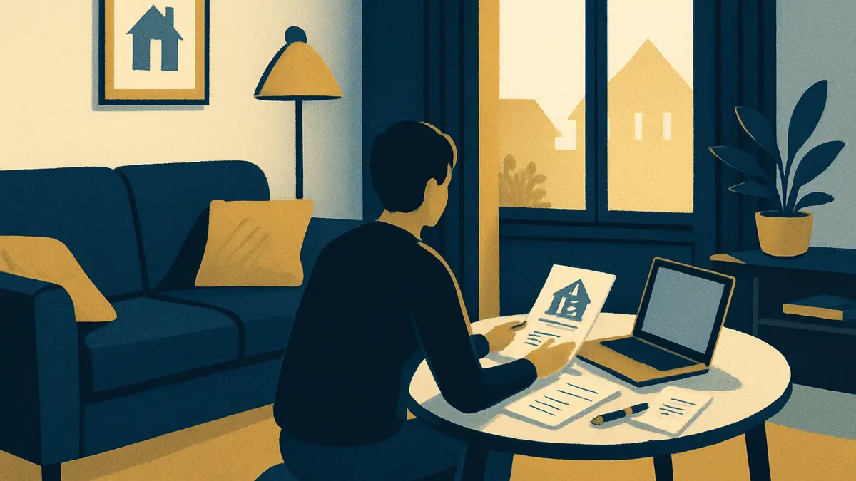 Illustration éditoriale sobre autour de la fiscalité et des documents financiers, sans personne identifiable