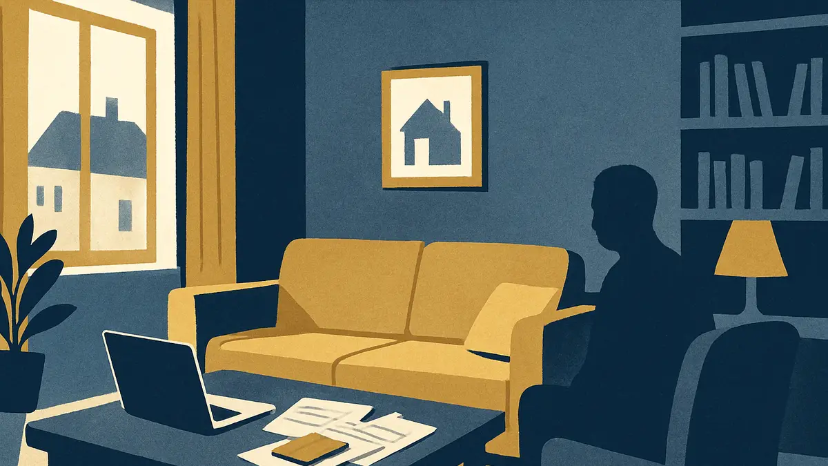 Illustration éditoriale sobre autour de l’épargne et du foyer, sans personne identifiable